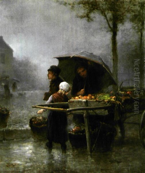 De Groentenverkoopster Oil Painting by Mari ten Kate