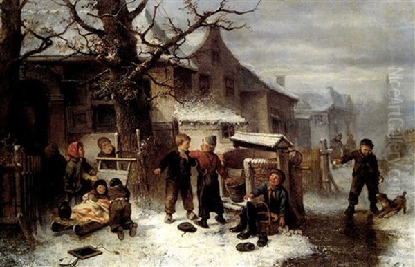 More Winter Fun Oil Painting by Mari ten Kate