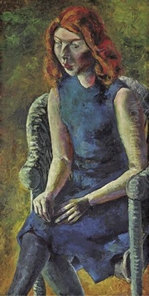 Junge Frau Im Korbstuhl (+ Hafen Von Marseille, Verso) Oil Painting by Hanns Ludwig Katz