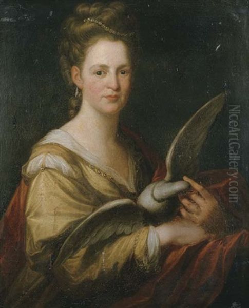 Portrait Of A Lady Holding A Dove Oil Painting by Angelika Kauffmann