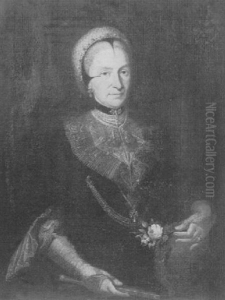 Portrait De Femme A L'eventail Oil Painting by Angelika Kauffmann