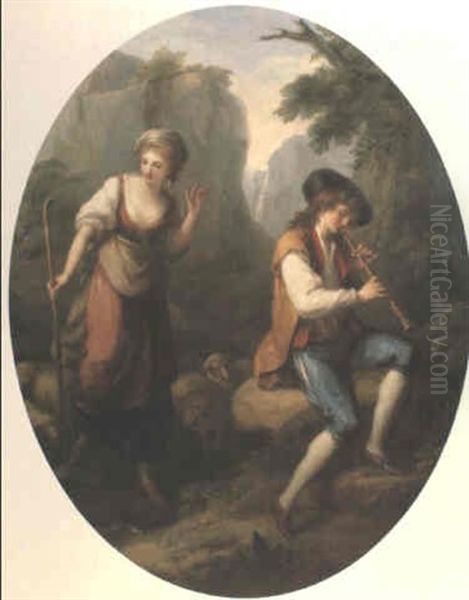 La Bergere Des Alpes Oil Painting by Angelika Kauffmann