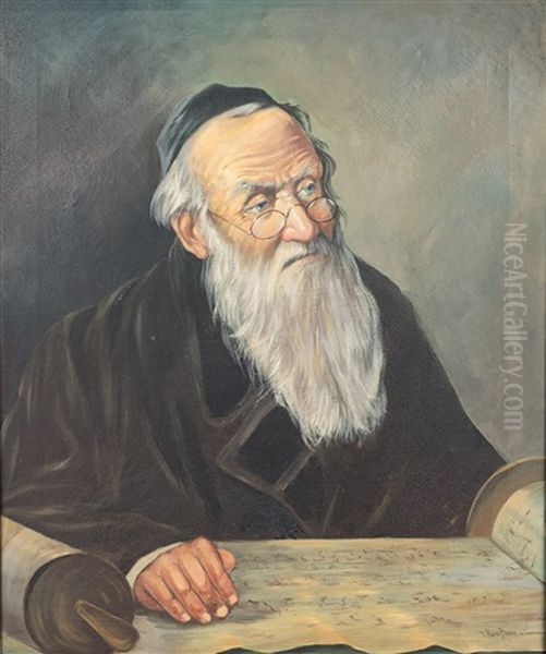 Rabbi Studying Torah Oil Painting by Hugo Kauffmann