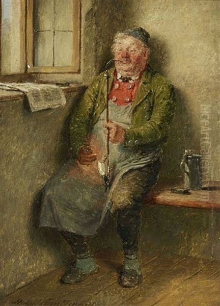 Wirt, Pfeife Anzundend Oil Painting by Hugo Kauffmann