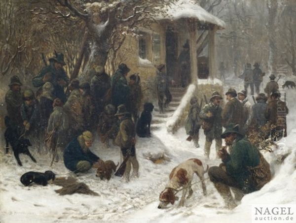 Aufbruch Zur Treibjagd. Oil Painting by Hugo Kauffmann