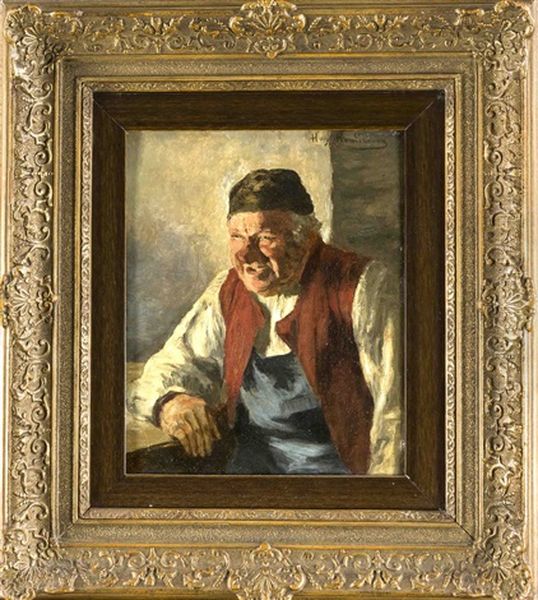 Lachender Bauer Oil Painting by Hugo Kauffmann