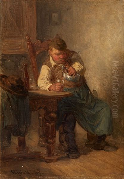 Two Tavern Scenes (pair) Oil Painting by Hugo Kauffmann