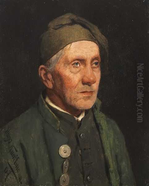 Alter Bauer Mit Zipfelhaube Oil Painting by Hugo Kauffmann