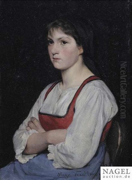Portrait Of A Peasant Girl Oil Painting by Hugo Kauffmann