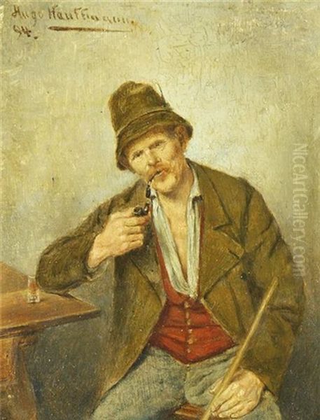 Bauerportrat Mit Pfeife Oil Painting by Hugo Kauffmann