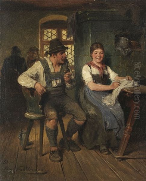 Bursch Und Madel Oil Painting by Hugo Kauffmann