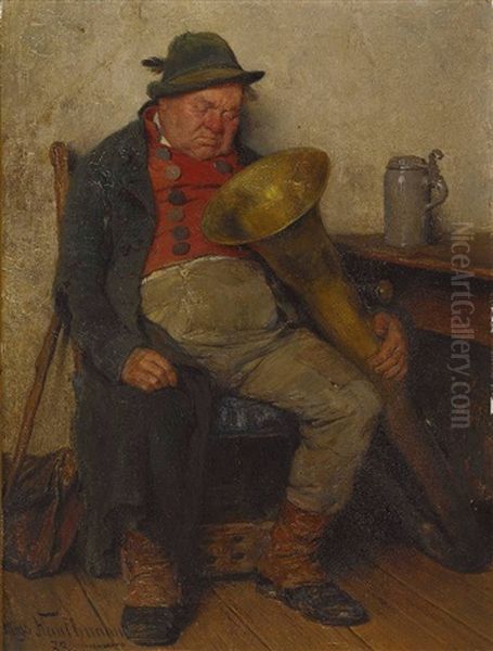 Muder Musikant Oil Painting by Hugo Kauffmann