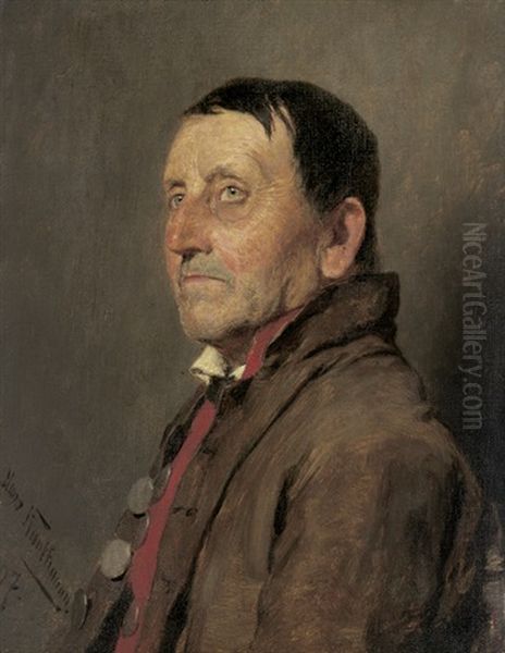 Portrat Eines Tiroler Bergbauern In Sonntagstracht Oil Painting by Hugo Kauffmann