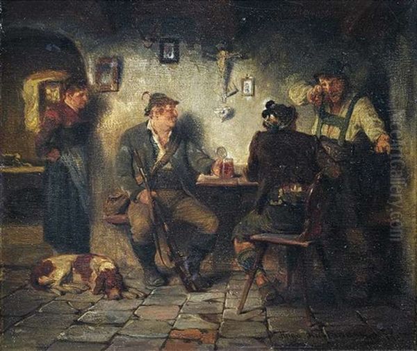 Jagerlatein In Der Wirtsstube Oil Painting by Hugo Kauffmann