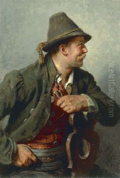 Bursch (halbfigur) Oil Painting by Hugo Kauffmann