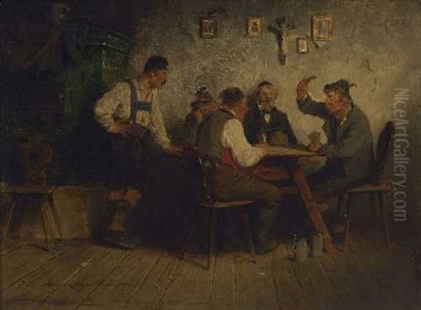 Beim Kartenspiel Oil Painting by Hugo Kauffmann