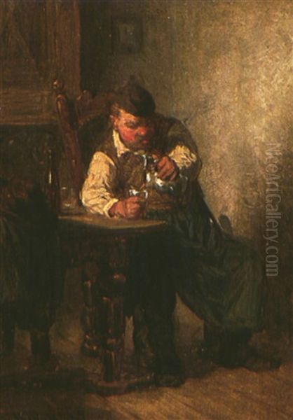 Dicker Bauer, Einschenkend Oil Painting by Hugo Kauffmann