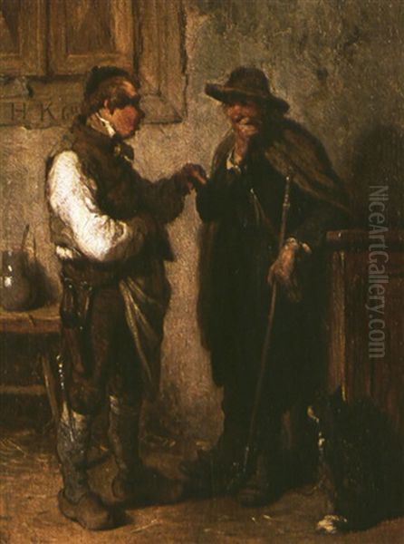 Metzger Und Schafer Oil Painting by Hugo Kauffmann