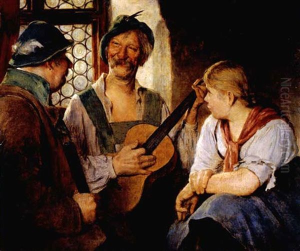 Frohliche Runde Oil Painting by Hugo Kauffmann