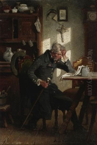 Die Lekture. Ein Alterer Herr Studiert Ein Tagesblatt In Der Guten Stube Oil Painting by Hugo Kauffmann