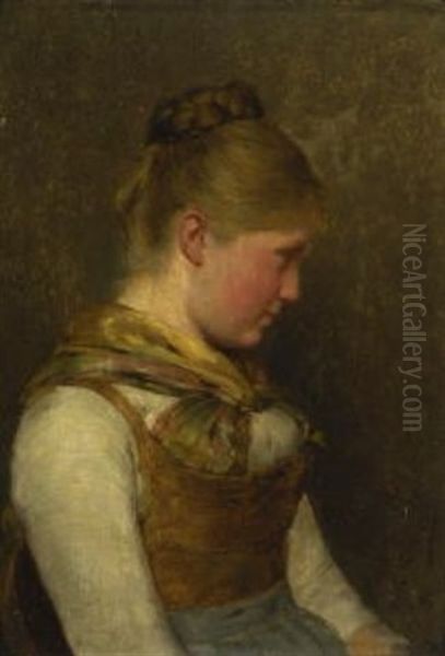 Junges Madel Oil Painting by Hugo Kauffmann