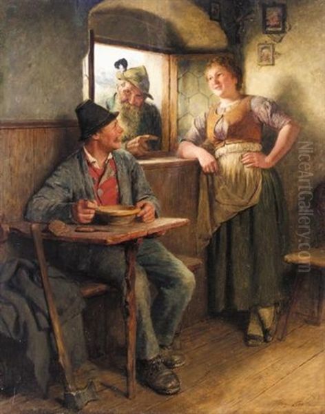 Mittagsrast In Der Stube Oil Painting by Hugo Kauffmann