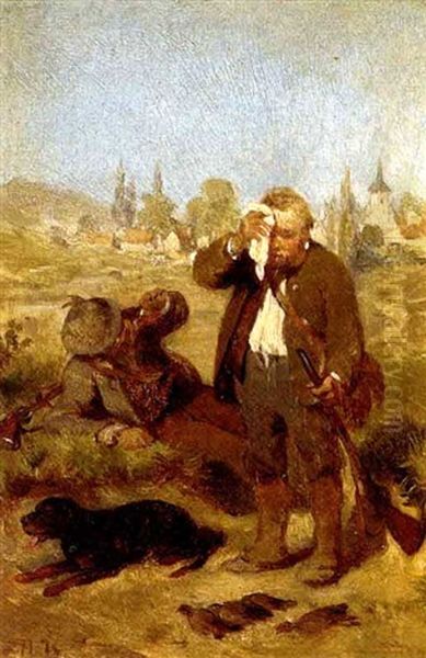 A Rest On The Hunt (+ Returning Home; Pair) Oil Painting by Hugo Kauffmann