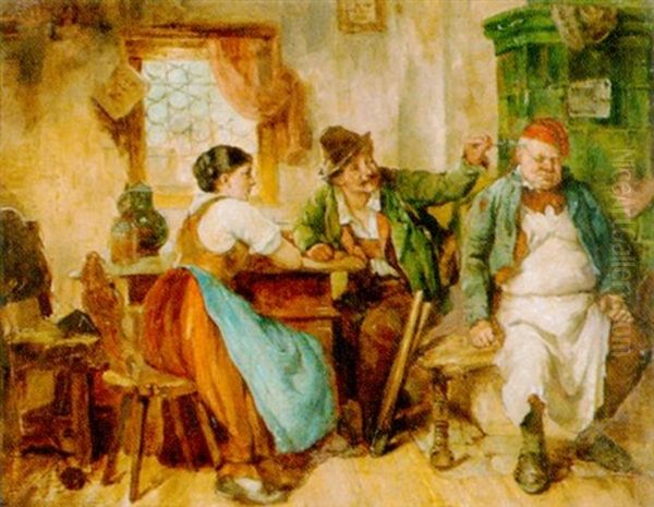 Spass In Der Wohnstube Oil Painting by Hugo Kauffmann