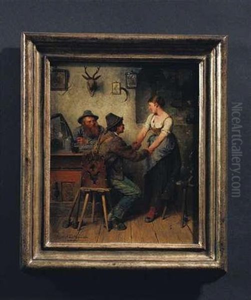 Rast In Der Dorfschenke Oil Painting by Hugo Kauffmann