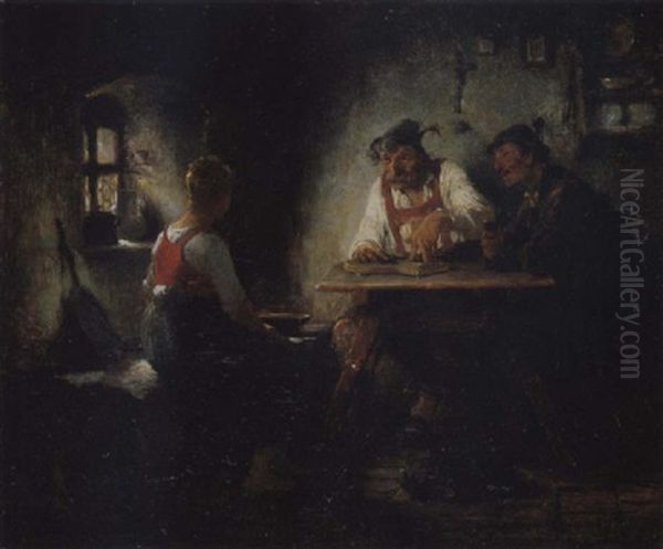 Bei Der Sennerin Oil Painting by Hugo Kauffmann
