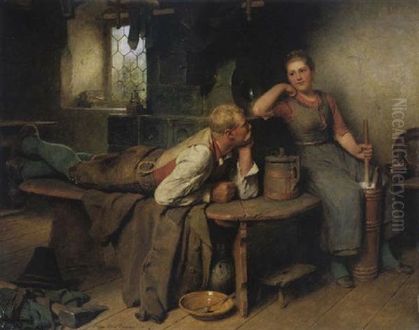 Im Trauten Gesprach Oil Painting by Hugo Kauffmann