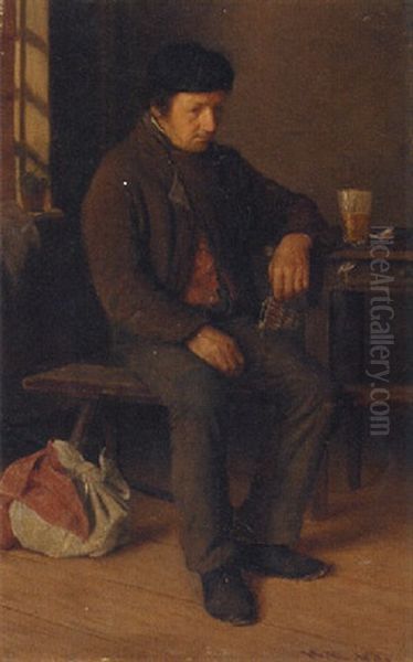 A Man Seated In A Tavern Oil Painting by Hugo Kauffmann