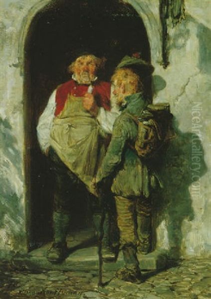 Wirt Und Handswerksbursch Oil Painting by Hugo Kauffmann