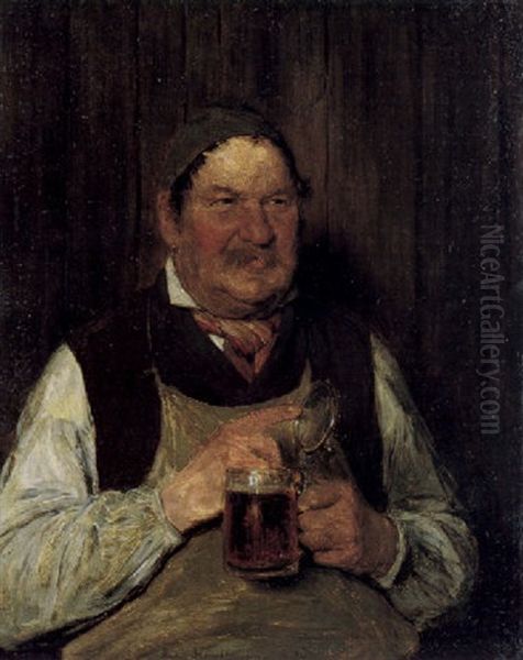 Alter Mit Bierglas Oil Painting by Hugo Kauffmann