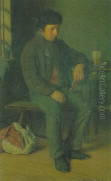 Sitzender Handwerksbursche Oil Painting by Hugo Kauffmann