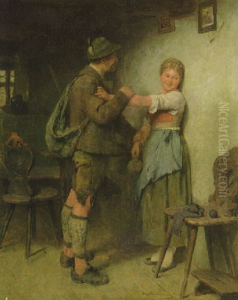 A Busserl! Oil Painting by Hugo Kauffmann