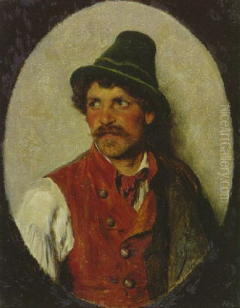 Bursch In Tracht Mit Filzhutchen Oil Painting by Hugo Kauffmann