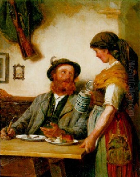 Bauer Im Wirtshaus Oil Painting by Hugo Kauffmann