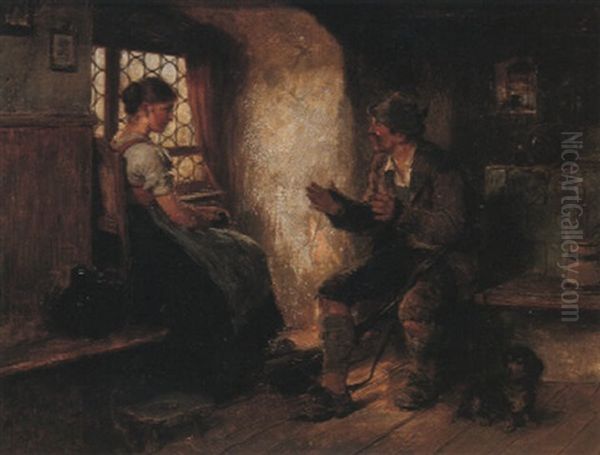 Beim Strangwickeln Oil Painting by Hugo Kauffmann