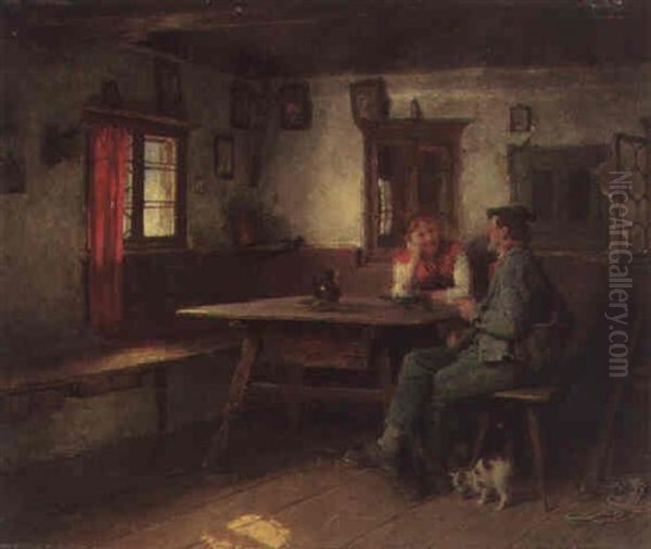 In The Tavern Oil Painting by Hugo Kauffmann