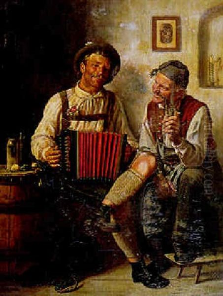 The Village Musician Oil Painting by Hugo Kauffmann