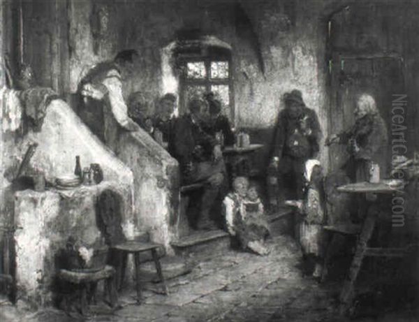 Alter Geiger Im Wirtshaus Oil Painting by Hugo Kauffmann