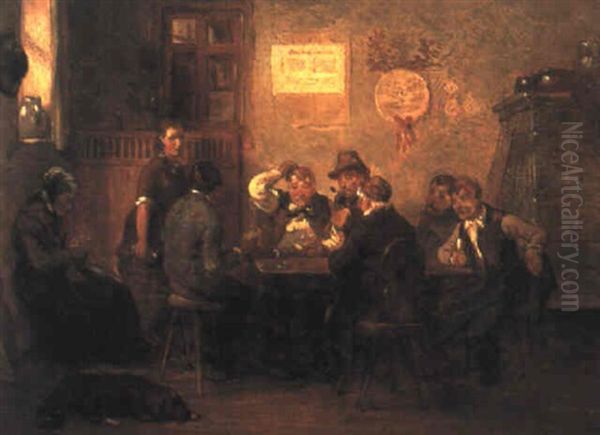 Kartenspieler Im Wirtshaus Oil Painting by Hugo Kauffmann