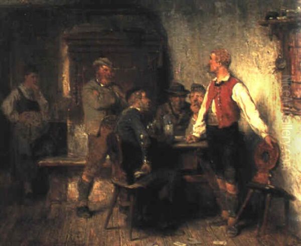 Streit Beim Kartenspiel Oil Painting by Hugo Kauffmann