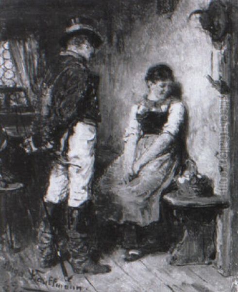 Postillion Und Madchen In Verliebtem Gesprach Oil Painting by Hugo Kauffmann