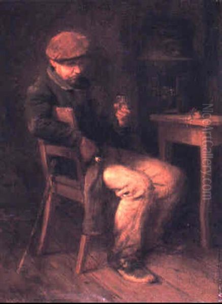 In The Tavern Oil Painting by Hugo Kauffmann