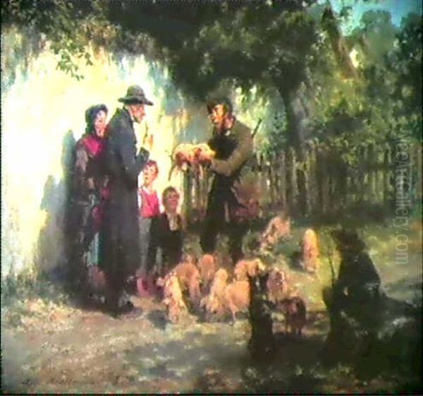 Ferkelhandel Auf Dem Lande Oil Painting by Hugo Kauffmann