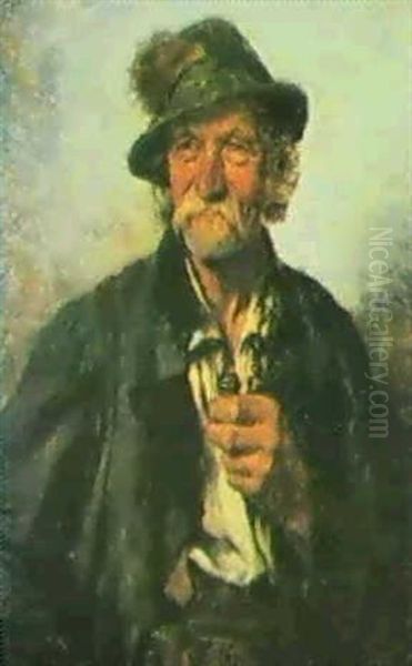 Alter Bauer Mit Pfeife Oil Painting by Hugo Kauffmann