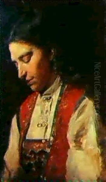 Bauernmadchen Oil Painting by Hugo Kauffmann