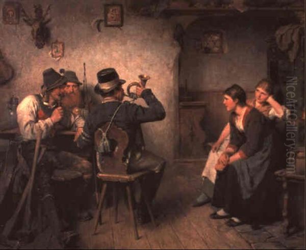 Der Postillion Im Wirtshaus Oil Painting by Hugo Kauffmann